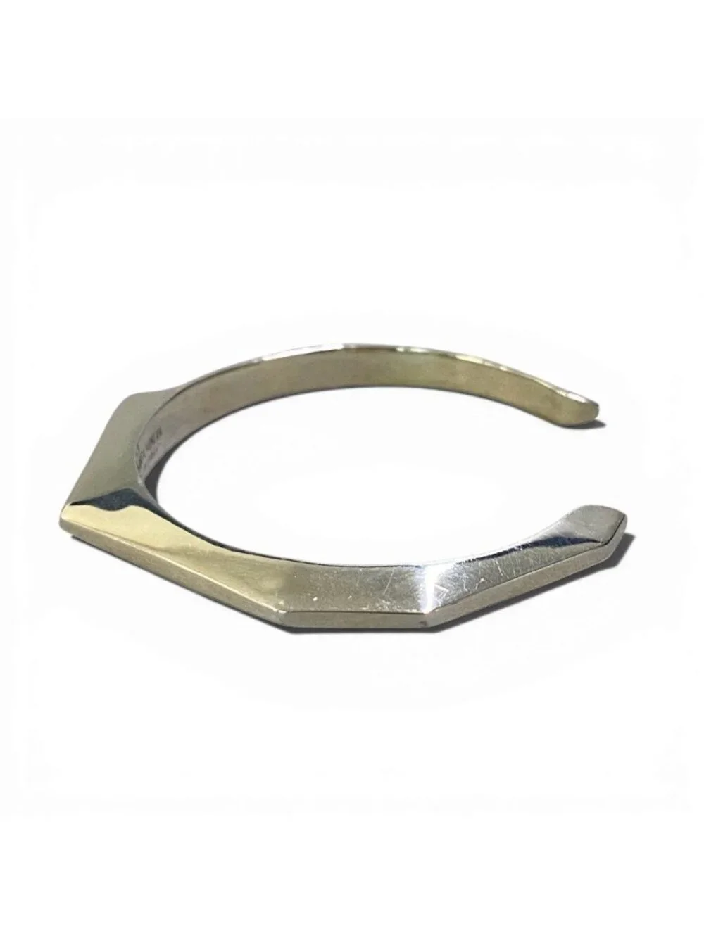 Bottega Veneta Facet Calf Bangle Silver Bracelet